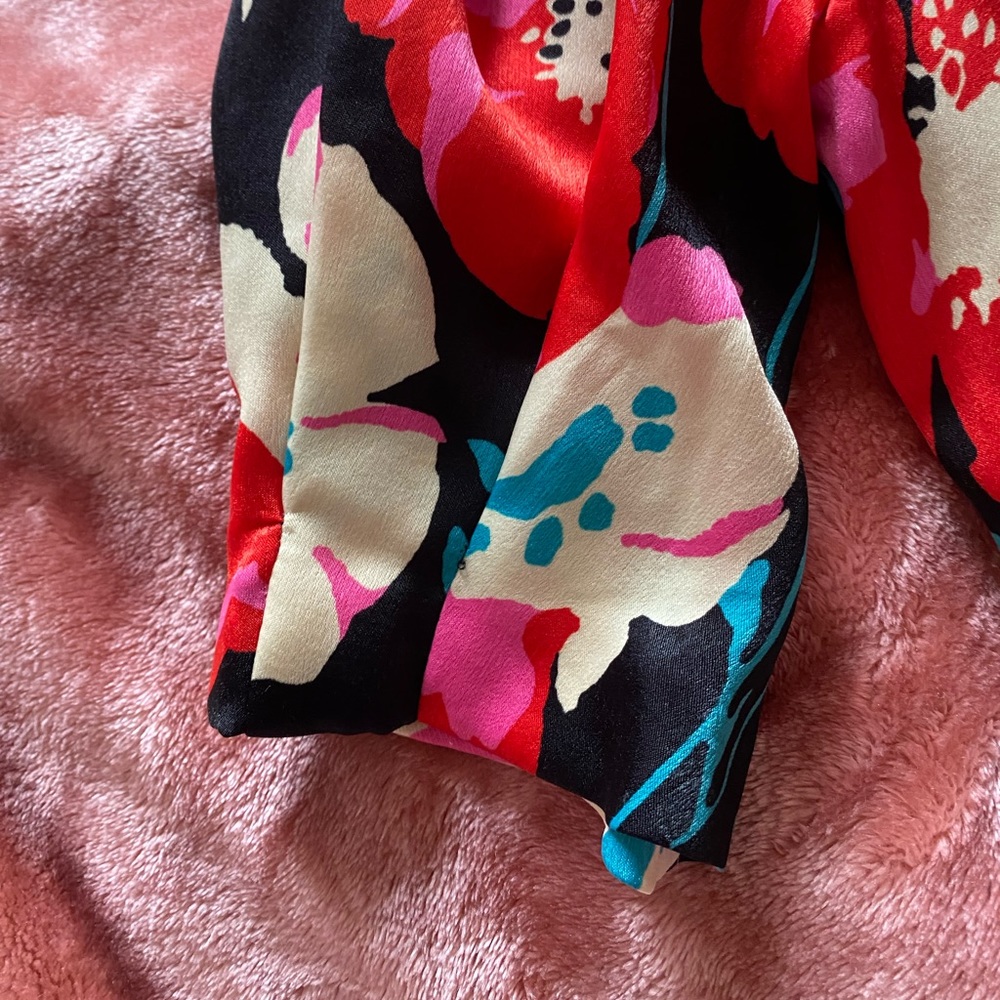 Zara Red Pink Black Dress Size Medium M - Picture 2 of 7